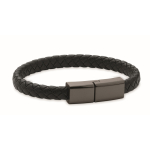 Bracelet tressé en PU avec câble de charge et de données 60W couleur noir