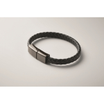 Bracelet tressé en PU avec câble de charge et de données 60W couleur noir deuxième vue photographique