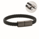 Bracelet tressé en PU avec câble de charge et de données 60W couleur noir huitième vue