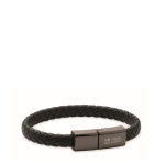 Bracelet tressé en PU avec câble de charge et de données 60W couleur noir vue avec zone d'impression
