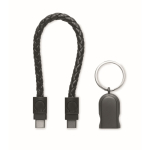 Porte-clés noir tressé avec câble de recharge et de données 60W couleur noir troisième vue