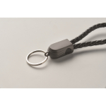 Porte-clés noir tressé avec câble de recharge et de données 60W couleur noir quatrième vue photographique