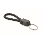 Porte-clés noir tressé avec câble de recharge et de données 60W couleur noir sixième vue
