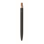 Stylo en aluminium recyclé avec bouton-poussoir en liège, encre bleue couleur noir sixième vue