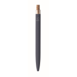 Stylo en aluminium recyclé avec bouton-poussoir en liège, encre bleue couleur bleu sixième vue