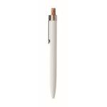 Stylo en aluminium recyclé avec bouton-poussoir en liège, encre bleue couleur blanc cinquième vue