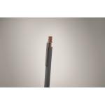 Stylo en aluminium recyclé avec bouton-poussoir en liège, encre bleue couleur gris foncé deuxième vue photographique