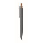 Stylo en aluminium recyclé avec bouton-poussoir en liège, encre bleue couleur gris foncé cinquième vue