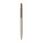 Stylo en aluminium recyclé avec bouton-poussoir en liège, encre bleue couleur argenté mat quatrième vue