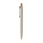Stylo en aluminium recyclé avec bouton-poussoir en liège, encre bleue couleur argenté mat cinquième vue