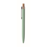 Stylo en aluminium recyclé avec bouton-poussoir en liège, encre bleue couleur vert menthe cinquième vue