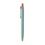 Stylo en aluminium recyclé avec bouton-poussoir en liège, encre bleue couleur bleu ciel cinquième vue
