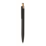 Stylo en aluminium recyclé avec bouton-poussoir en bambou, encre bleue couleur noir
