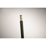 Stylo en aluminium recyclé avec bouton-poussoir en bambou, encre bleue couleur noir troisième vue photographique