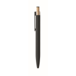 Stylo en aluminium recyclé avec bouton-poussoir en bambou, encre bleue couleur noir cinquième vue