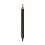 Stylo en aluminium recyclé avec bouton-poussoir en bambou, encre bleue couleur noir sixième vue