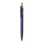Stylo en aluminium recyclé avec bouton-poussoir en bambou, encre bleue couleur bleu vue principale