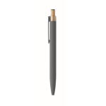 Stylo en aluminium recyclé avec bouton-poussoir en bambou, encre bleue couleur gris foncé cinquième vue