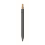 Stylo en aluminium recyclé avec bouton-poussoir en bambou, encre bleue couleur gris foncé sixième vue