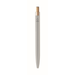 Stylo en aluminium recyclé avec bouton-poussoir en bambou, encre bleue couleur argenté mat sixième vue