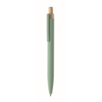 Stylo en aluminium recyclé avec bouton-poussoir en bambou, encre bleue couleur vert menthe