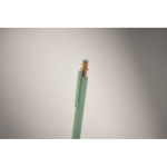 Stylo en aluminium recyclé avec bouton-poussoir en bambou, encre bleue couleur vert menthe deuxième vue photographique