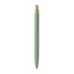Stylo en aluminium recyclé avec bouton-poussoir en bambou, encre bleue couleur vert menthe quatrième vue