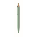 Stylo en aluminium recyclé avec bouton-poussoir en bambou, encre bleue couleur vert menthe cinquième vue