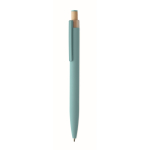 Stylo en aluminium recyclé avec bouton-poussoir en bambou, encre bleue couleur bleu ciel