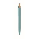 Stylo en aluminium recyclé avec bouton-poussoir en bambou, encre bleue couleur bleu ciel cinquième vue