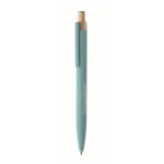 Stylo en aluminium recyclé avec bouton-poussoir en bambou, encre bleue couleur bleu ciel vue principale