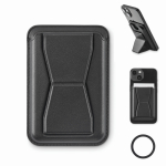 Porte-cartes magnétique en cuir pour téléphone avec fonction support couleur noir