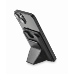 Porte-cartes magnétique en cuir pour téléphone avec fonction support couleur noir quatrième vue
