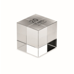 Élégant trophée en verre en forme de cube à personnaliser couleur transparent vue principale
