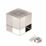 Élégant trophée en verre en forme de cube à personnaliser couleur transparent vue avec zone d'impression