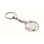 Porte-clés rond en verre avec des formes géométriques à personnaliser couleur transparent