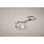 Porte-clés rond en verre avec des formes géométriques à personnaliser couleur transparent troisième vue photographique