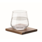 Verre court à whisky avec sous-verre en bois d'acacia couleur transparent deuxième vue