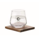 Verre court à whisky avec sous-verre en bois d'acacia couleur transparent deuxième vue principale