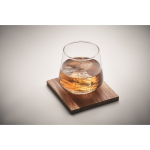 Verre court à whisky avec sous-verre en bois d'acacia couleur transparent quatrième vue photographique