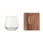 Verre court à whisky avec sous-verre en bois d'acacia couleur transparent cinquième vue