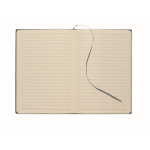 Carnet A5 à couverture souple cuir synthétique, pages lignées couleur noir mat sixième vue