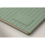 Carnet A5 à couverture souple cuir synthétique, pages lignées couleur vert menthe troisième vue photographique
