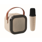 Set pour karaoké avec haut-parleur de style vintage à LED et micro couleur beige