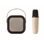 Set pour karaoké avec haut-parleur de style vintage à LED et micro couleur beige cinquième vue