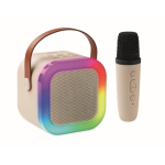 Set pour karaoké avec haut-parleur de style vintage à LED et micro couleur beige vue principale
