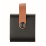 Haut-parleur carré au style vintage avec anse en similicuir marron couleur noir sixième vue