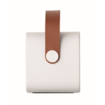 Haut-parleur carré au style vintage avec anse en similicuir marron couleur blanc sixième vue