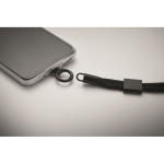 Bracelet en RPET ajustable pour téléphone portable, longueur 25 cm couleur noir cinquième vue photographique