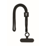 Bracelet en RPET ajustable pour téléphone portable, longueur 25 cm couleur noir vue avec zone d'impression